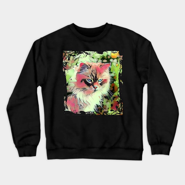 Persian Cat Abstract Art Design Crewneck Sweatshirt by PhotoArts